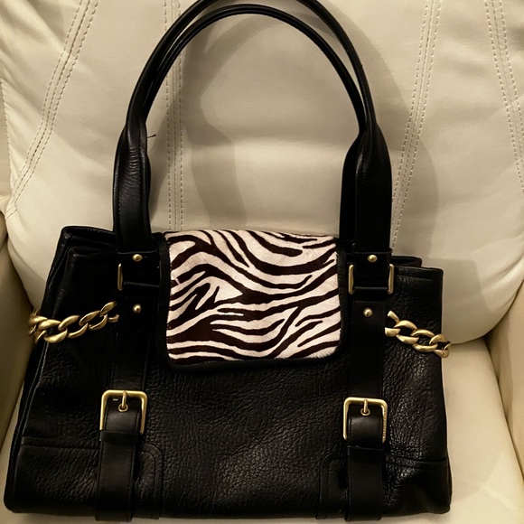Black and White Zebra  Women's Bag by Keneth Cole genuine Leather.Vintage Y2K - Picture 2 of 12